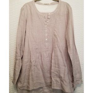 Max Volmary Size 14 100% Linen Tunic Blouse Tan